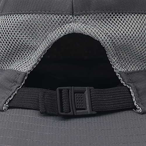 Womens Summer Sun Hat Beach Hat Wide Brim Outdoor UV Protection Hat Foldable Cool Mesh Ponytail Bucket Hat (6-7 / Grey)