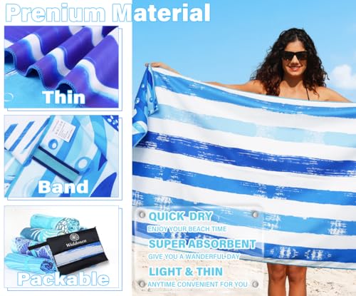 Microfiber Beach Towel (2 Pack Blue Peank Oil Paint Dream World / 32x71 Inch)
