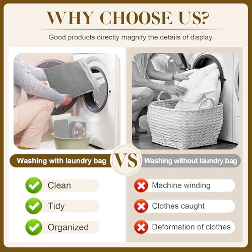 5 Piece Organic Cotton Laundry Bags with Zipper and Hanging Loop (White)