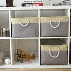 Storage Bins Baskets for Organizing (Gold&Grey / 3PCS/Extra Jumbo - 20.5Lx15.7Wx13.8H)