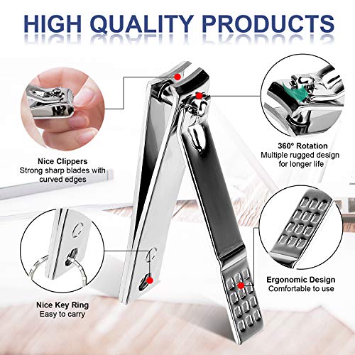 Manicure Pedicure Kit Nail Clippers Set Fingernails & Toenails Vibrissac Scissor 5 Pieces Best Care Tools for Man & Women with Travel Case (Primary Color of Stainless Steel 5 Pieces)