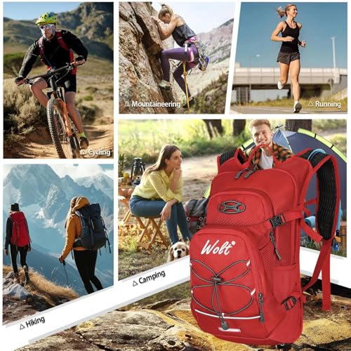 Hydration Backpack 18L Hiking Water Backpack with 2L Water Bladder for Men Women (Red)