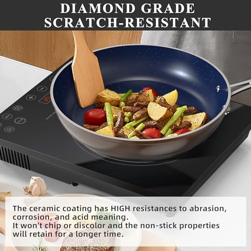 Healthy Duralon Blue Ceramic Nonstick Cookware Set (Metallic Mocha Brown / 12pc Set)