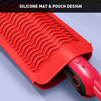 Heat Resistant Silicone Mat Pouch for Curling Irons & Flat Irons (1 PACK / Red)