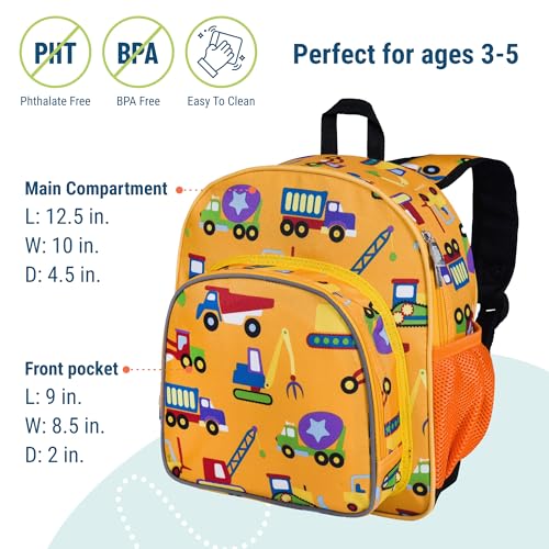 12 Inch Toddler Backpack for Kids (12 x 10 x 4.5 inches / Under Construction)