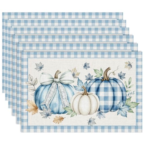 Fall Placemats Set of 6 (Blue Pumpkin)