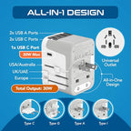 Universal Travel Adapter (Smoke White)