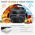 Double Layer Cooler Insulated Lunch Bag Adult Lunch Box Large Tote Bag for Men (Black#Camo)