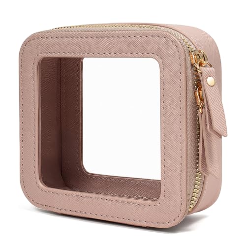 Small Clear Makeup Bag (Mini Dark Pink)