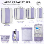 10 Set Compression Packing Cubes for Travel Essentials (Purple Gray)