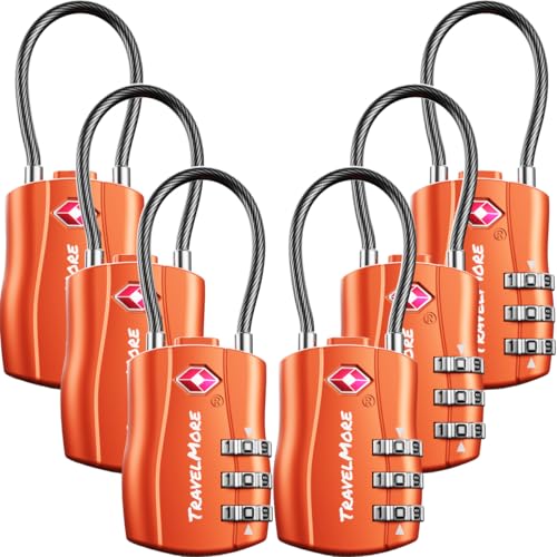 TSA Approved Luggage Locks (Orange / 6 Pack)