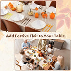 90 Pcs Fall Thanksgiving Plastic Cutlery Set (Orange, Yellow, Brown)