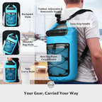 5/10/25/30/40L Waterproof Dry Backpack & Phone Case- Large Floating Dry Bag for Kayaking, Travel, Hiking, Fishing, Camping, Motorcycles & Beach, Heavy-Duty Roll Top Men/Women (Blue) (25l+ Blue / 25L)