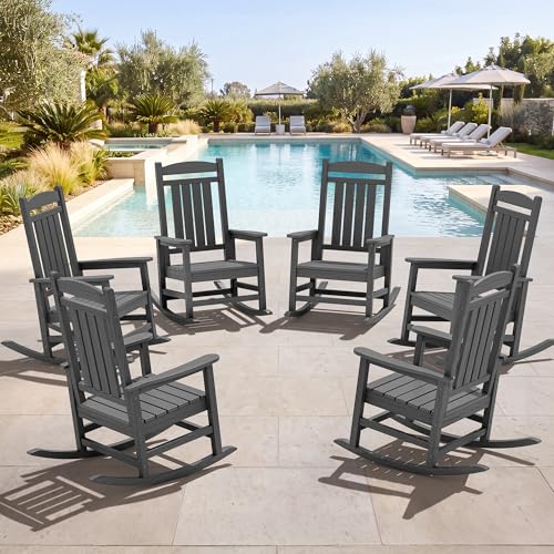 Outdoor Rocking Chair Set of 6 (Dark Gray / 6 Packs)
