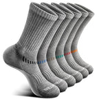 Men 6 Pack Athletic Compression Crew Socks for Running Gym Sports (11-13 / Gray Heather 3738)