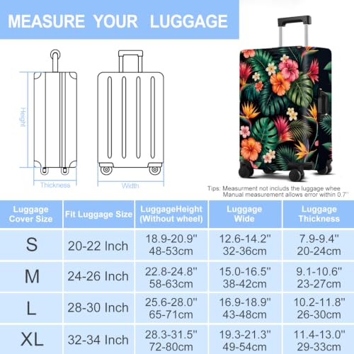 Tropical Flowers Luggage Cover Washable Suitcase Protector Anti (Tropical Flowers / M(24-26inch suitcase))