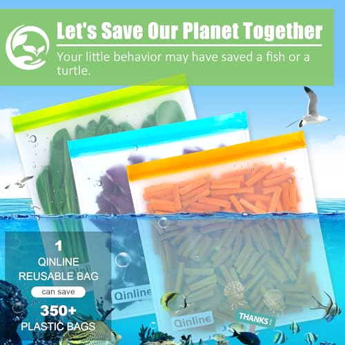 Reusable Gallon Food Storage Bags (10 Pack - 10 Galloon / A1.Orange/Blue/Yellow)