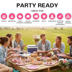 100 Pcs 10 Inch Pink Plastic Plates (Pink / 100 Pcs)