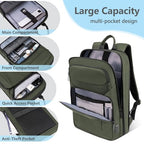 Backpack for Men Slim & Expandable Travel Laptop Backpack with USB Charging Port Water Resistant Anti (Olive Green / 17.3”)
