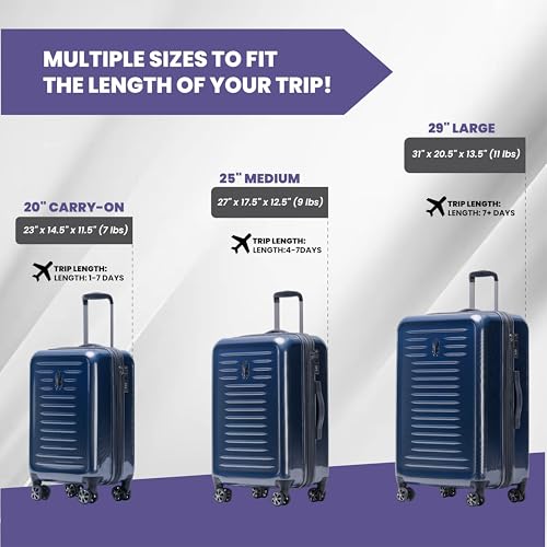 Rails Expandable Hardside Upright Suitcase with 360° Spinner Wheels (Navy / 3-Piece Set)