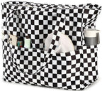 Large Beach Bag for Women (Black White Grid)