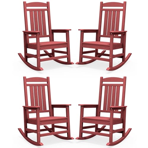 Outdoor Rocking Chair Set of 4 (Red / 4 Packs)