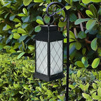 18" Solar Lanterns Outdoor Waterproof Flickering Flame Black (Antique Black)