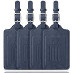 Leather Luggage Tags for Suitcases (Blue / 4 Pack)