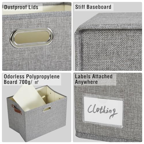 17" Large Fabric Storage Box with Lids (Gray / Large-17")