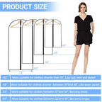 Garment Bags for Hanging Clothes 24" x 48"Coat Covers for Closet Foldable Washable Dress Bags for Hanging Clothes for Long Dress Dance Costumes Suits Gowns Coats (Black / 24''X48'')
