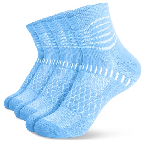 Ankle Compression Socks Women Men Plantar Fasciitis Relief 3 Pairs (Large / Blue(3 Pairs))