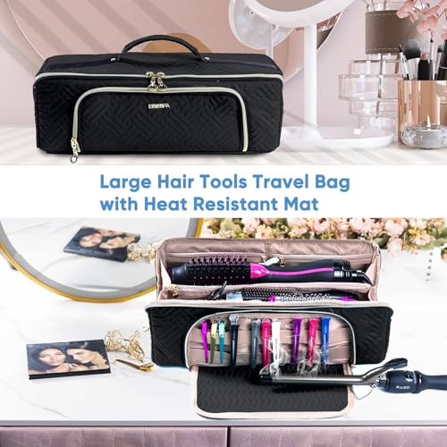 Large Hair Tools Travel Bag with Iron Mat (Style A - Large / Black)