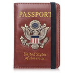 RFID Passport Holder Wallet for Women Men Travel (Brown)