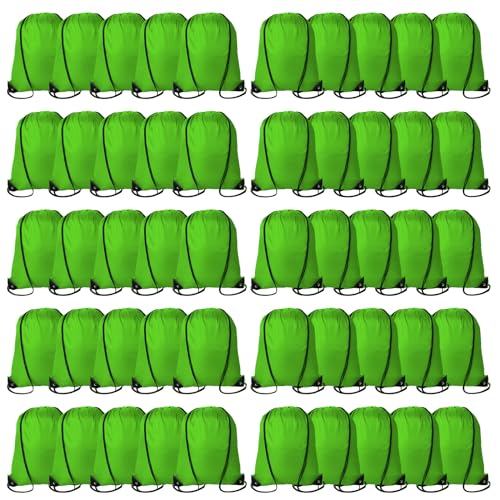 60 Pieces Drawstring Backpack Bags Sports Sackpack Bulk Cinch Gym Bag for Women Men Outdoor Sports Backpack for St. Patrick's Day Gift (Green)