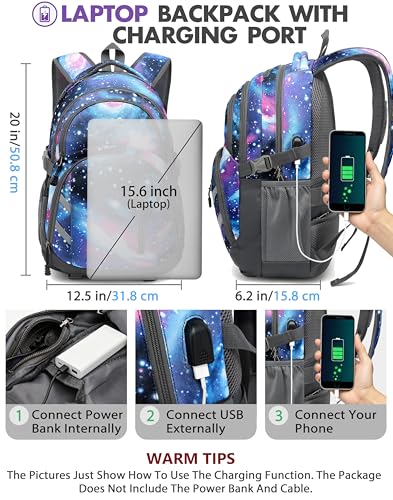 Backpack Bookbag for College Laptop Travel (15.6 Inch / Galaxy)