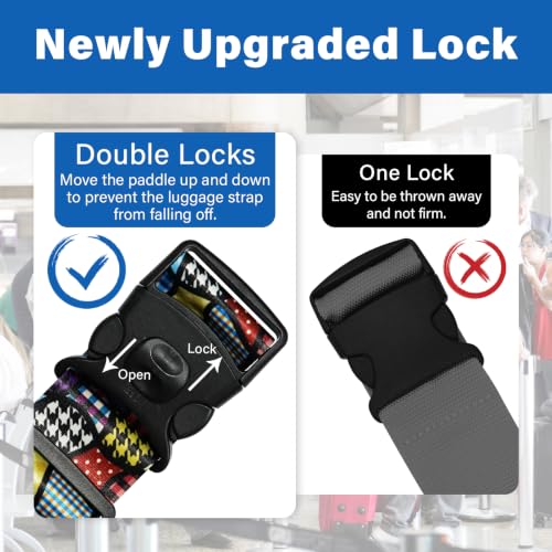 Luggage Straps for Suitcases (Black Pattern)