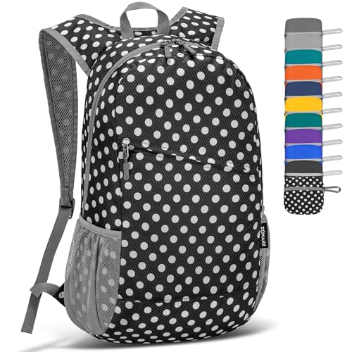 Lightweight Packable Backpack 20L (20 L / Black, White Polka Dot)