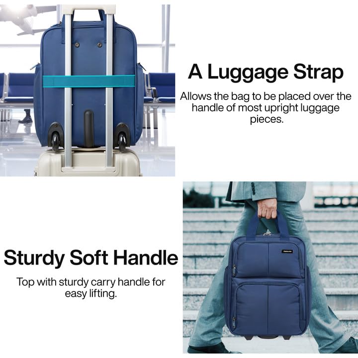 16 Inch Expandable Carry on Luggage with 2 Wheels Airline Approved (Blue / 16 Inch EXT)