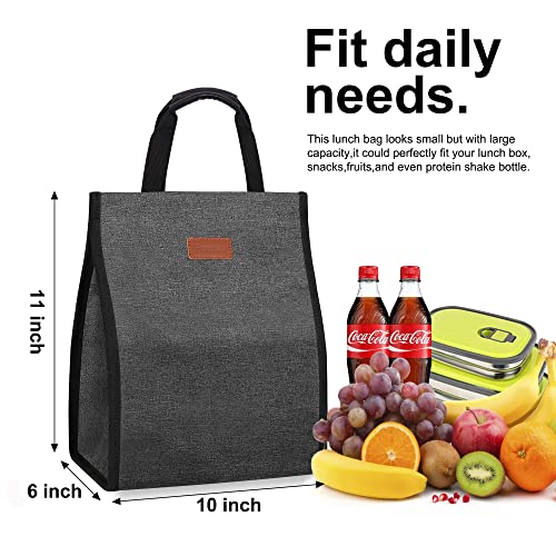 Lunch Bags for Women Insulated Reusable Lunch Tote with Internal Pocket (Charcoal Grey / 1 pack)