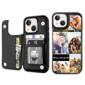 Custom Wallet Phone Case for iPhone 15 (Black-D / iPhone 15)