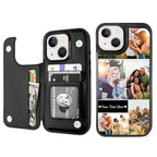 Custom Wallet Phone Case for iPhone 15 (Black-D / iPhone 15)