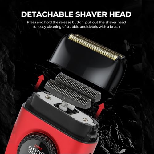 001/977/377 3-in-1 Barber Kit with Clipper Trimmer Foil Shaver, Red (001 3 in 1 Red)