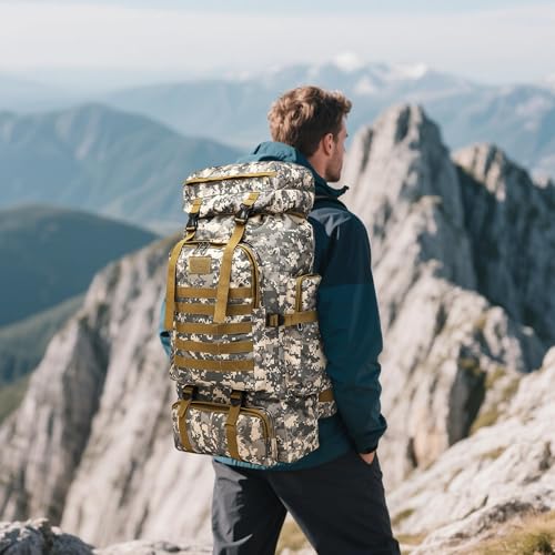 80L 2 Pack Hiking Backpack for Men with Sling Tactical Backpack (80l Grey - Pro(900d Fabric) + Sling Bag Bundle / Hiking Backpack 3077)