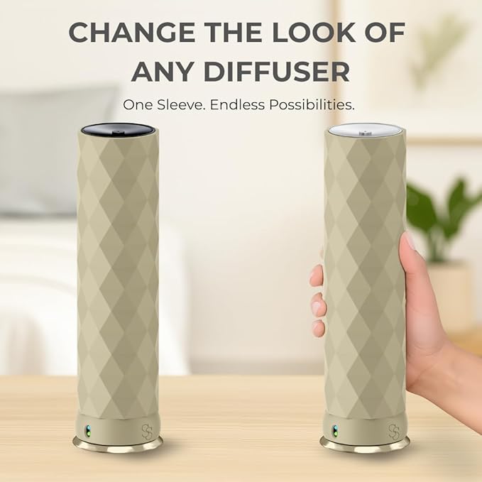 Waterless Essential Oil Hotel Scent Diffuser - Cold Air Diffuser - Covers 1000 sq. ft. - Waterless Diffuser for Home, Office & Hotel (Black + Light Pink Sleeve) (Black + Light Pink Sleeve)