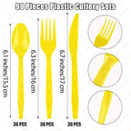 90 Pieces Yellow Plastic Cutlery Set (Yellow)