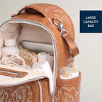 Boss Plus Large Diaper Bag Backpack with 19 Pockets (Saddle)