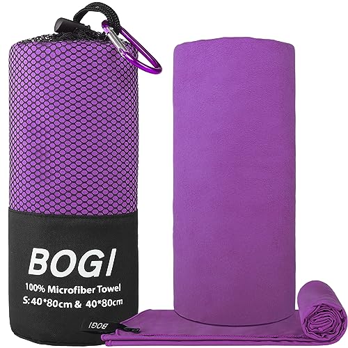 Microfiber Travel Sports Towel (Purple / S:16''x32''(2 Pcs))