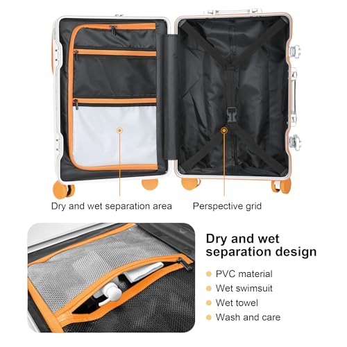Carry on suitcase Zipperless Luggage (orange / 24 inch)