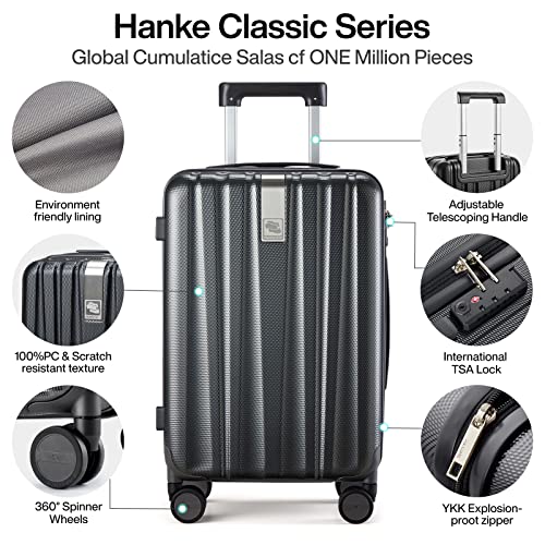 24 Inch Luggage Suitcases With Spinner Wheels Lightweight PC Hard Shell Rolling Suitcase With Travel Lock (24 Inch / Jet Black)