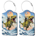 2 Pack Funny Cat Luggage Tags for Suitcases (Funny-cat-dino)